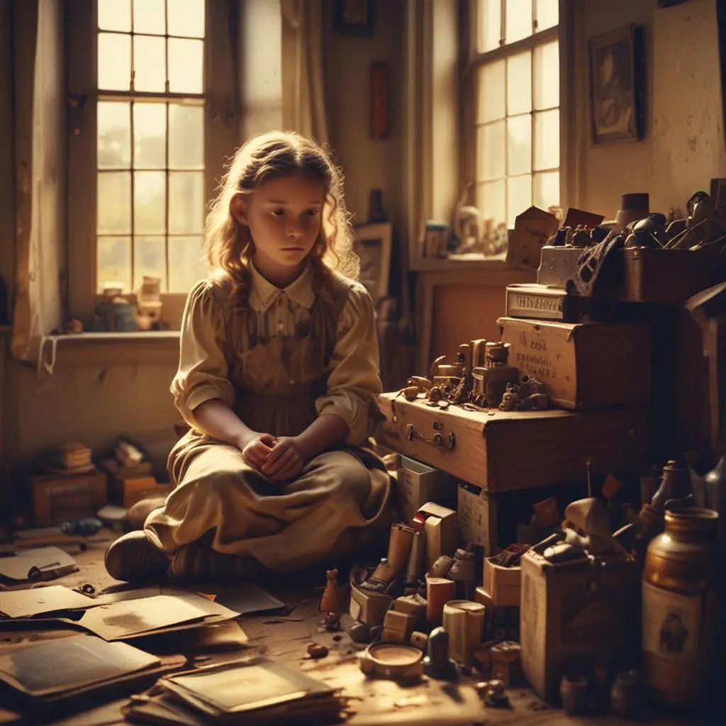 Una niña descubre recuerdos con su abuelo