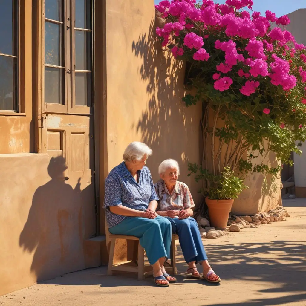 Una abuela y su nieto contemplan la vida